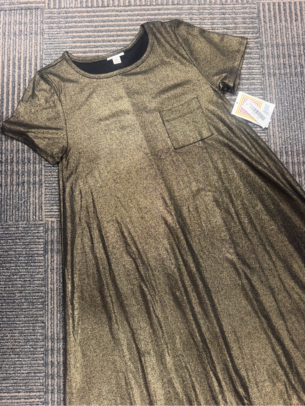 NWT LuLaRoe Elegant Holiday Carly Metallic Gold High-Low Dress Sz XS